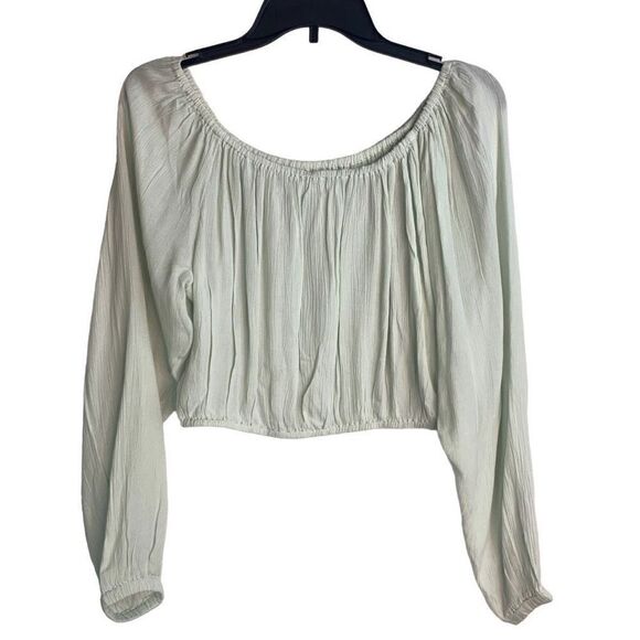 O'Neill Mallie Solid Long Sleeve Cropped Woven Gauze Blouse Top Size S New - Picture 5 of 10